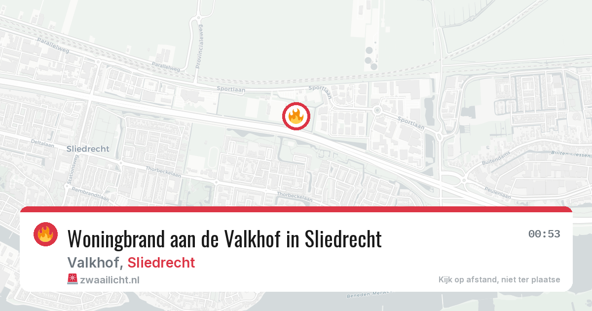 Woningbrand aan de Valkhof in Sliedrecht — 17 jun 2026