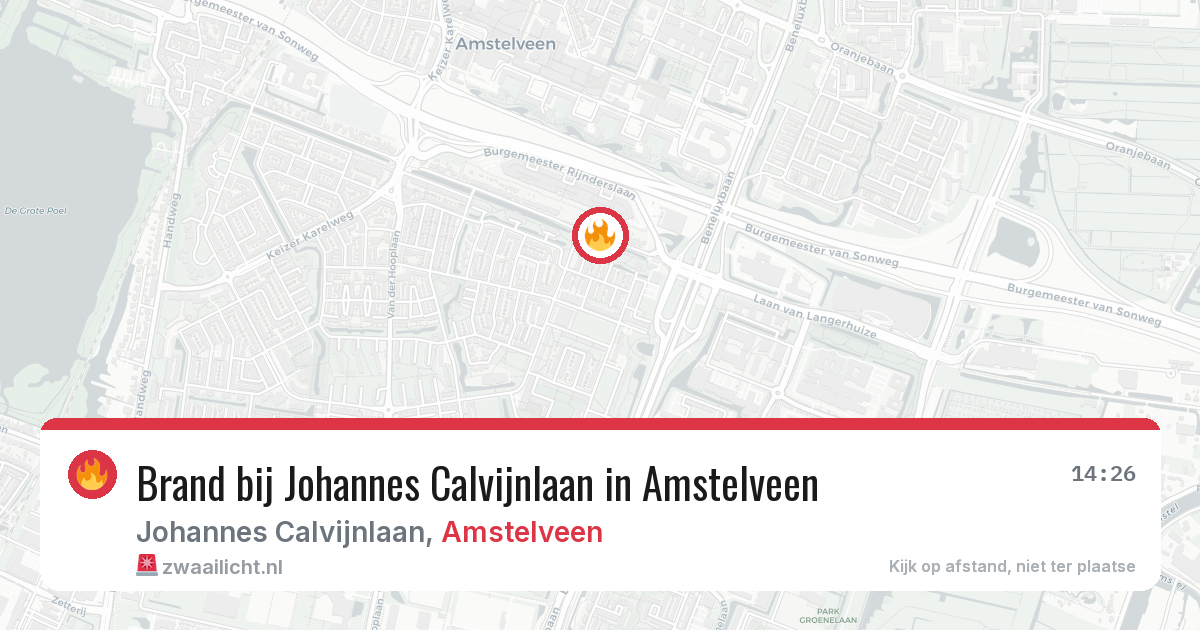 Brand bij Johannes Calvijnlaan in Amstelveen — 5 aug 2026