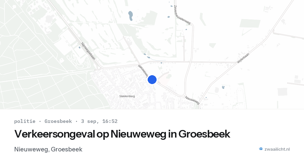Verkeersongeval op Nieuweweg in Groesbeek — 3 sep 2026