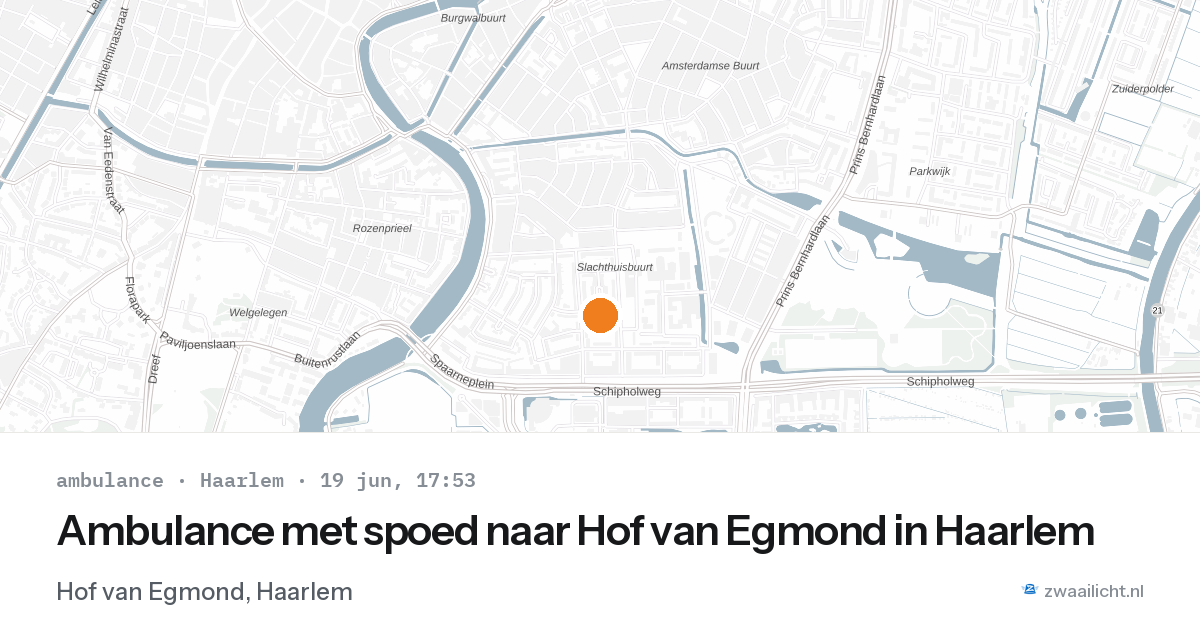 Ambulance met spoed naar Hof van Egmond in Haarlem — 19 jun 2026