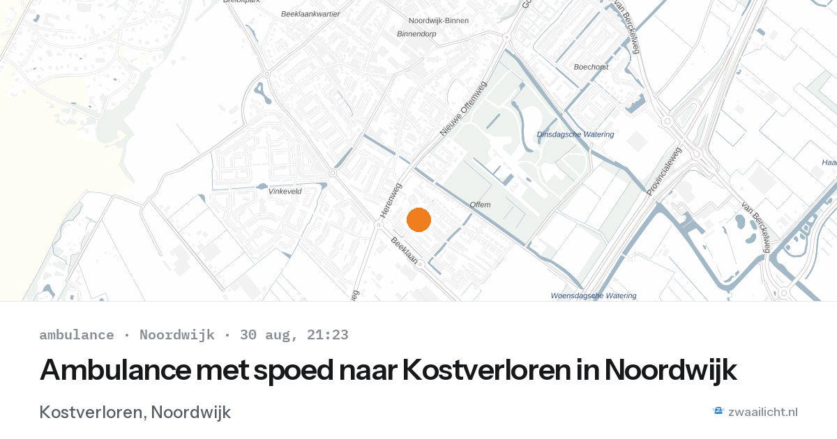 Ambulance met spoed naar Kostverloren in Noordwijk — 30 aug 2026