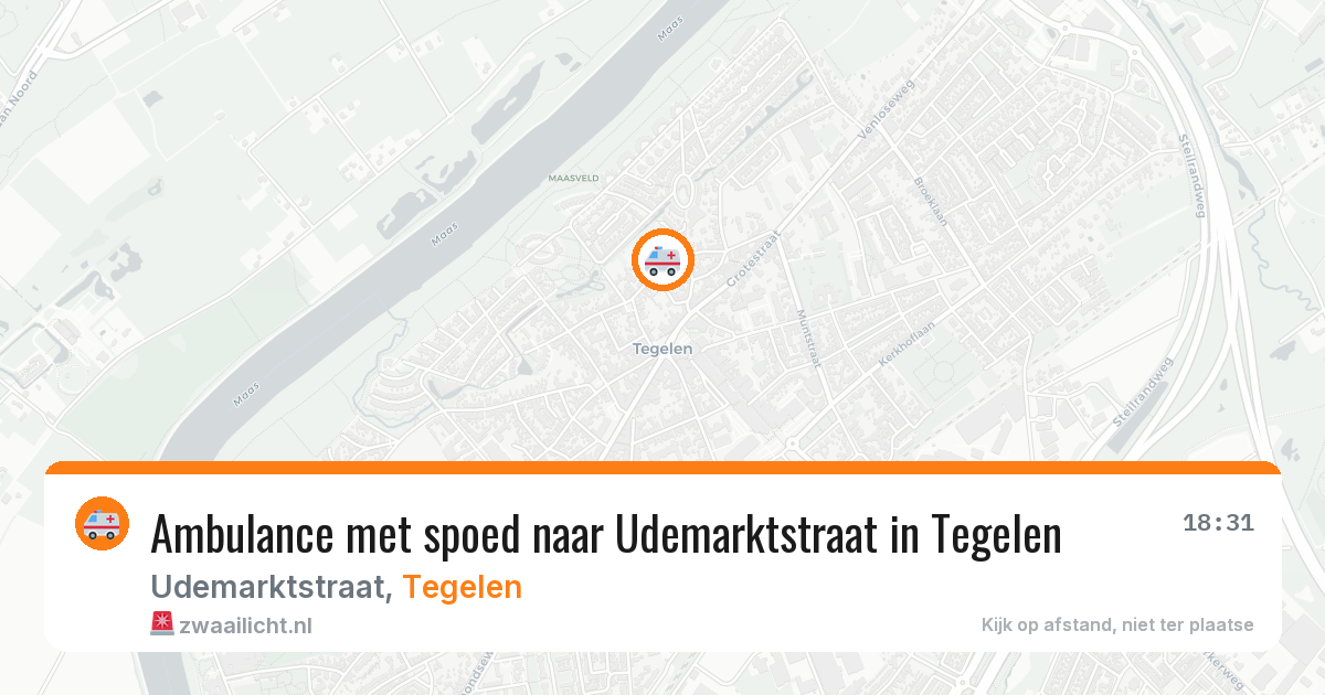 Ambulance met spoed naar Udemarktstraat in Tegelen — 26 jun 2026