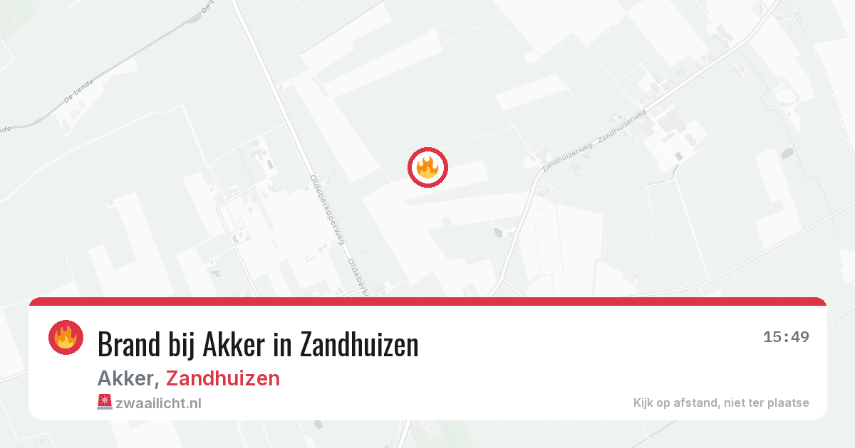 Brand bij Akker in Zandhuizen — 13 aug 2026