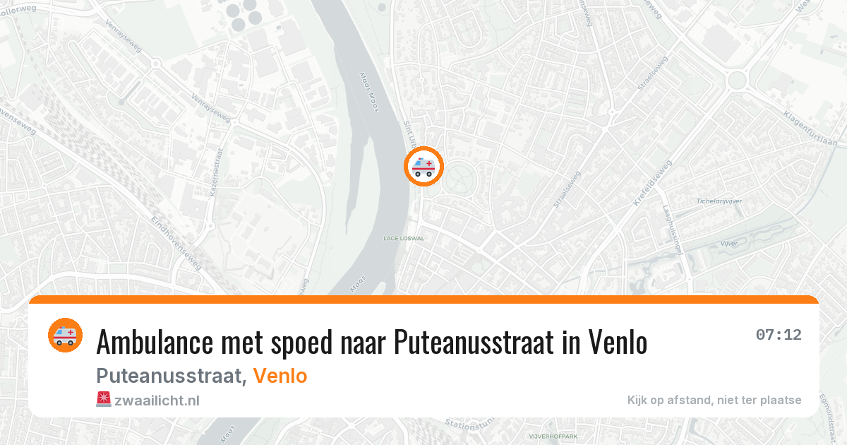 Ambulance met spoed naar Puteanusstraat in Venlo — 4 aug 2026