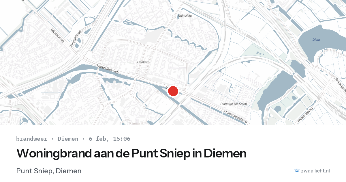 Woningbrand aan de Punt Sniep in Diemen — 6 feb 2026