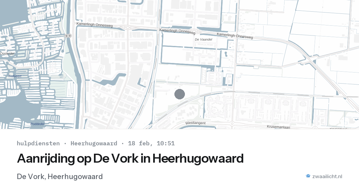 Aanrijding op De Vork in Heerhugowaard — 18 feb 2026