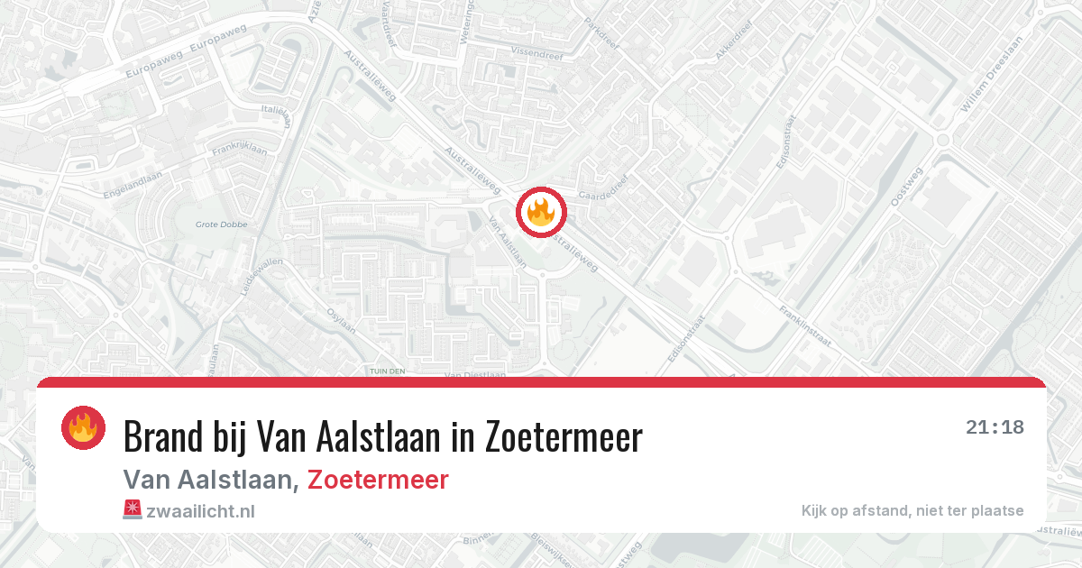 Brand bij Van Aalstlaan in Zoetermeer — 13 aug 2026