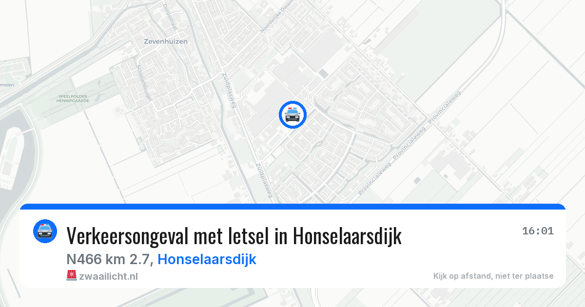 Verkeersongeval met letsel in Honselaarsdijk — 25 mrt 2026