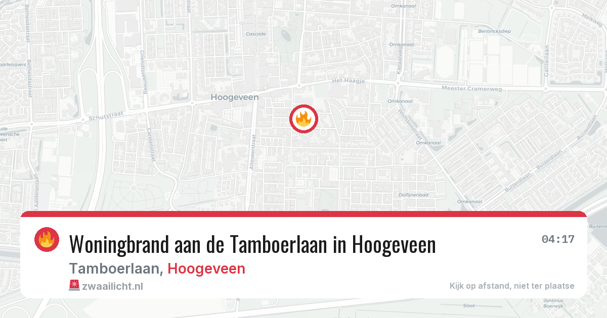 Woningbrand aan de Tamboerlaan in Hoogeveen — 9 aug 2026