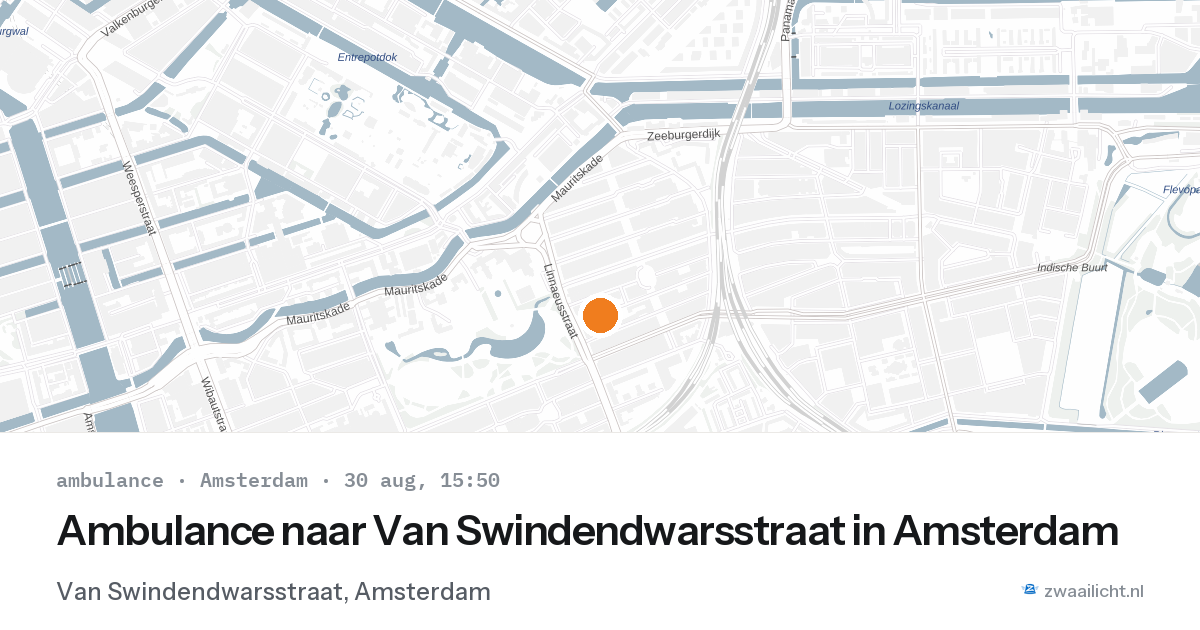 Ambulance naar Van Swindendwarsstraat in Amsterdam — 30 aug 2026