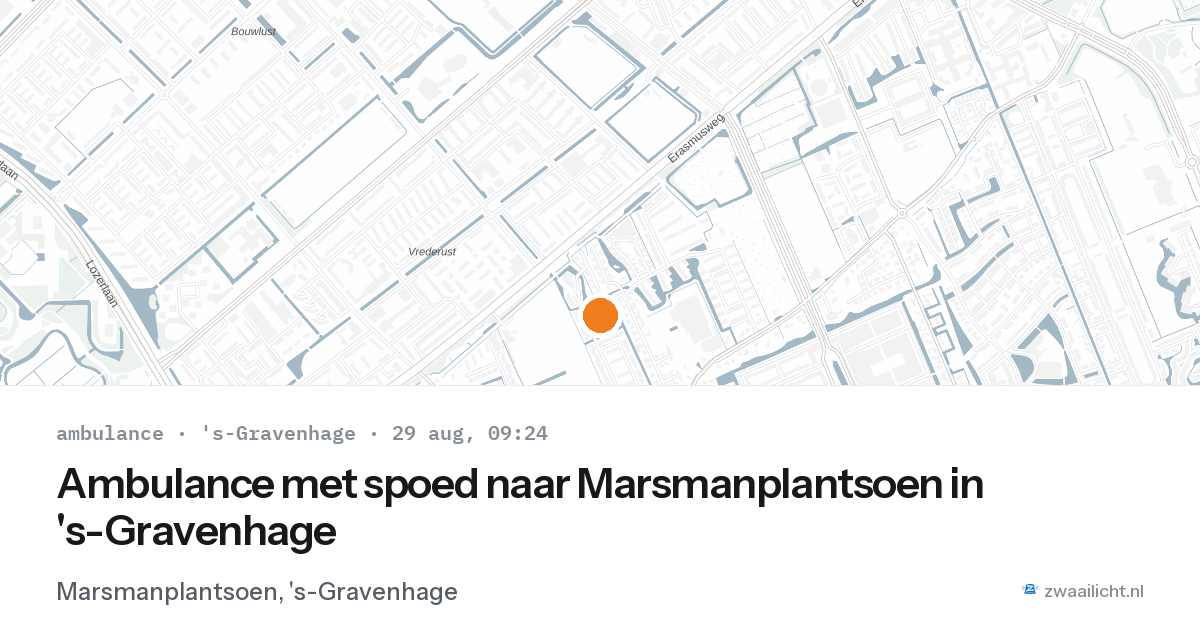 Ambulance met spoed naar Marsmanplantsoen in 's-Gravenhage — 29 aug 2026