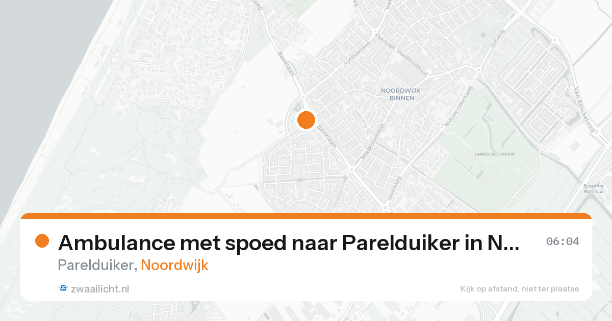 Ambulance met spoed naar Parelduiker in Noordwijk — 23 aug 2026