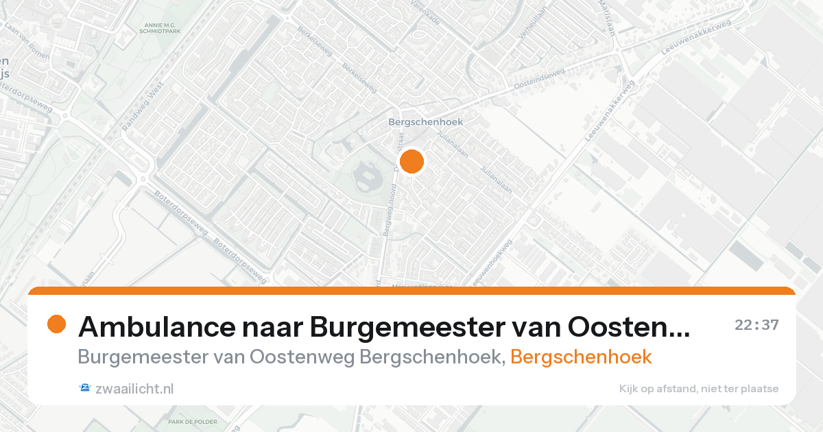 Ambulance naar Burgemeester van Oostenweg Bergschenhoek in Bergschenhoek — 25 aug 2026