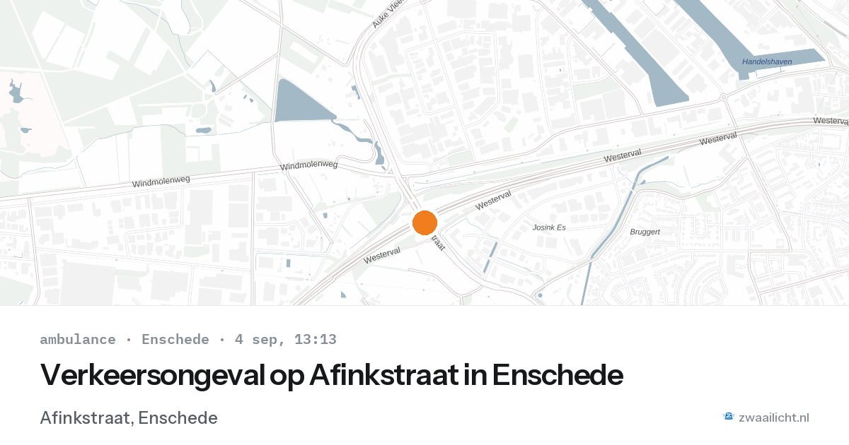 Verkeersongeval op Afinkstraat in Enschede — 4 sep 2026