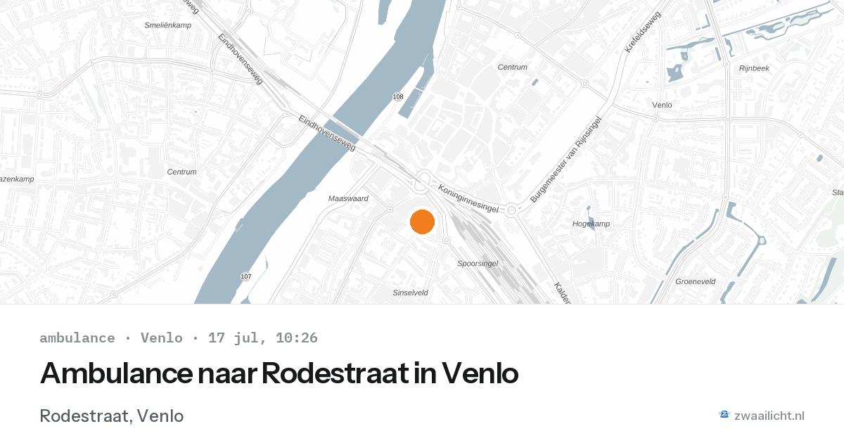 Ambulance naar Rodestraat in Venlo — 17 jul 2026