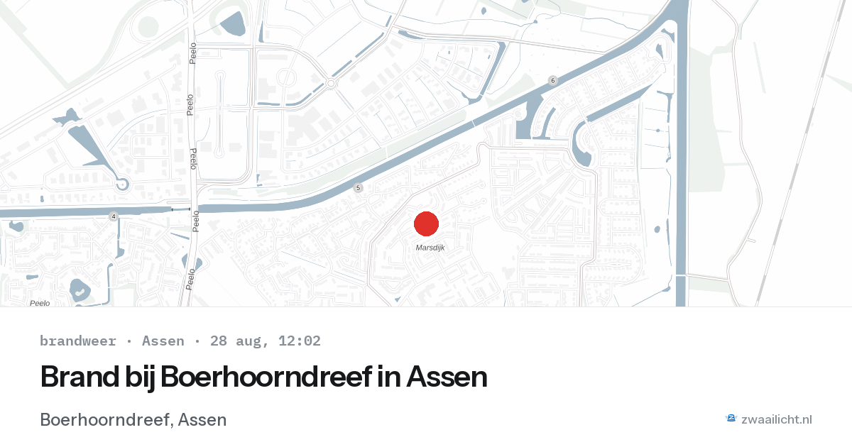 Brand bij Boerhoorndreef in Assen — 28 aug 2026