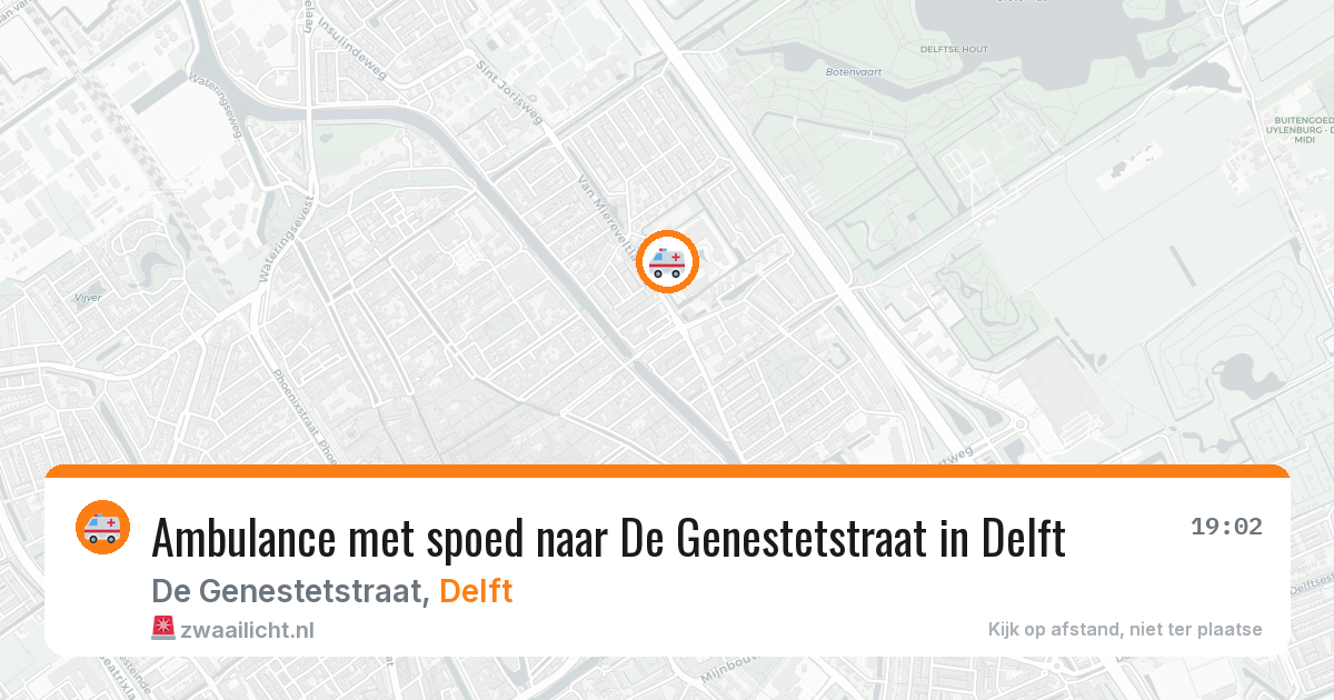 Ambulance met spoed naar De Genestetstraat in Delft — 24 jul 2026