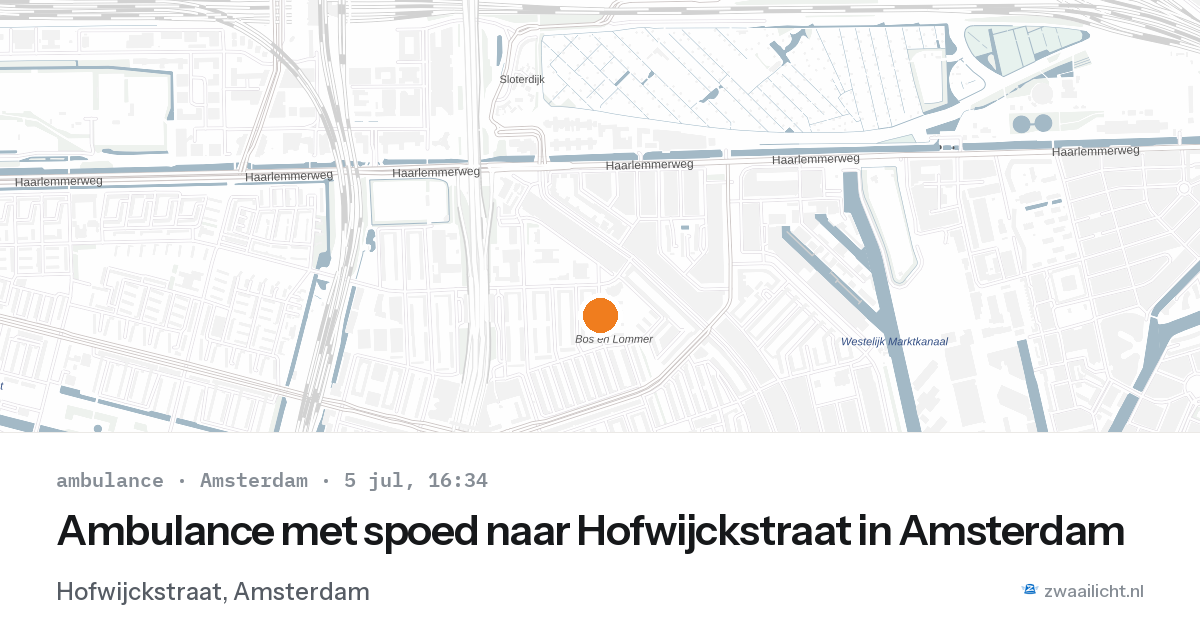 Ambulance met spoed naar Hofwijckstraat in Amsterdam — 5 jul 2026