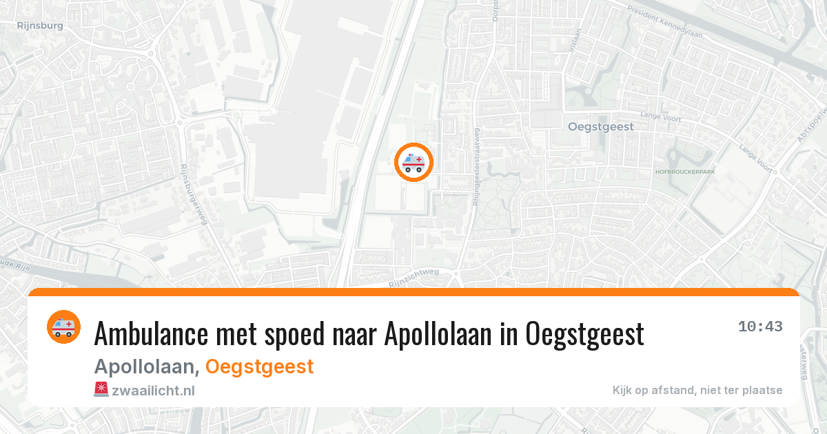 Ambulance met spoed naar Apollolaan in Oegstgeest — 6 aug 2026