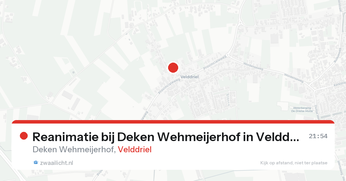 Reanimatie bij Deken Wehmeijerhof in Velddriel — 14 aug 2026