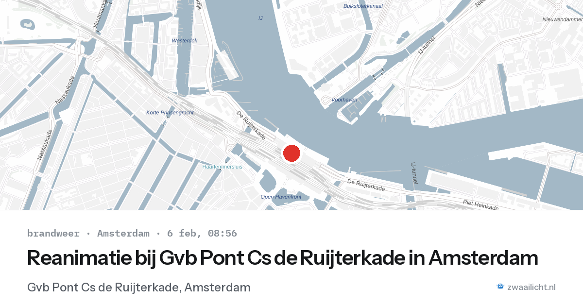 Reanimatie bij Gvb Pont Cs de Ruijterkade in Amsterdam — 6 feb 2026