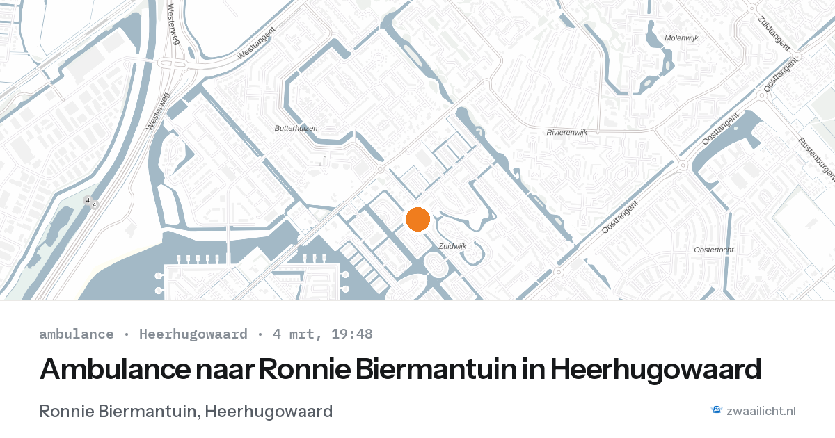 Ambulance naar Ronnie Biermantuin in Heerhugowaard — 4 mrt 2026