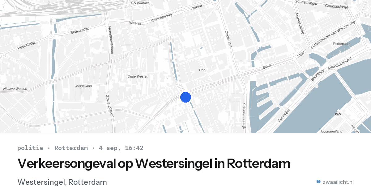 Verkeersongeval op Westersingel in Rotterdam — 4 sep 2026