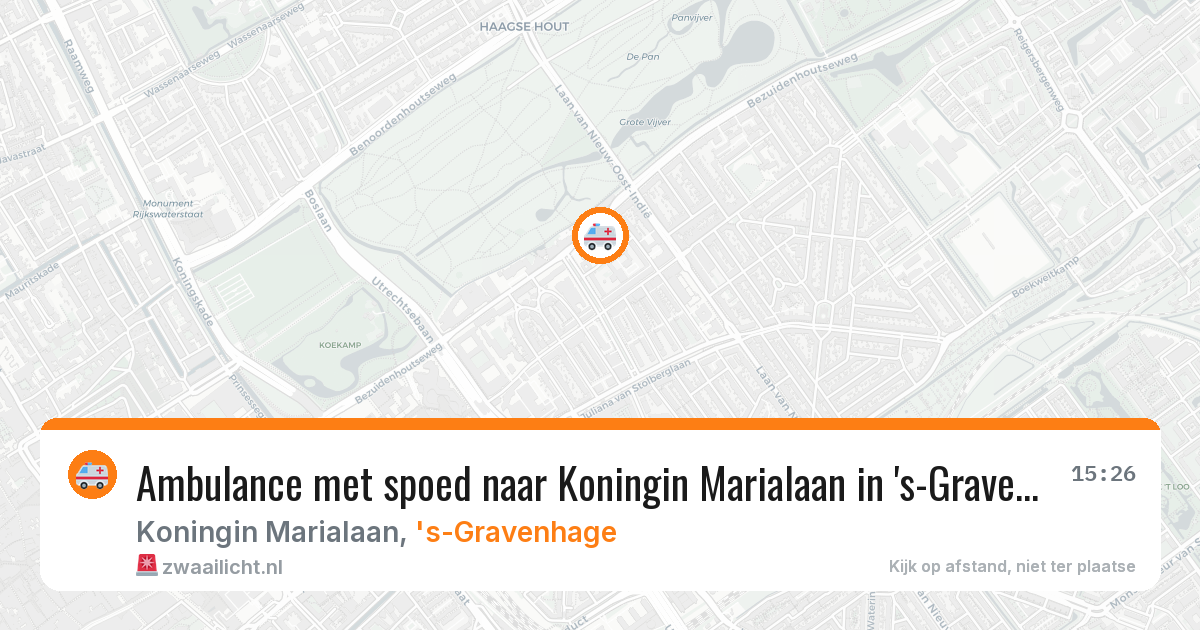 Ambulance met spoed naar Koningin Marialaan in 's-Gravenhage — 10 aug 2026