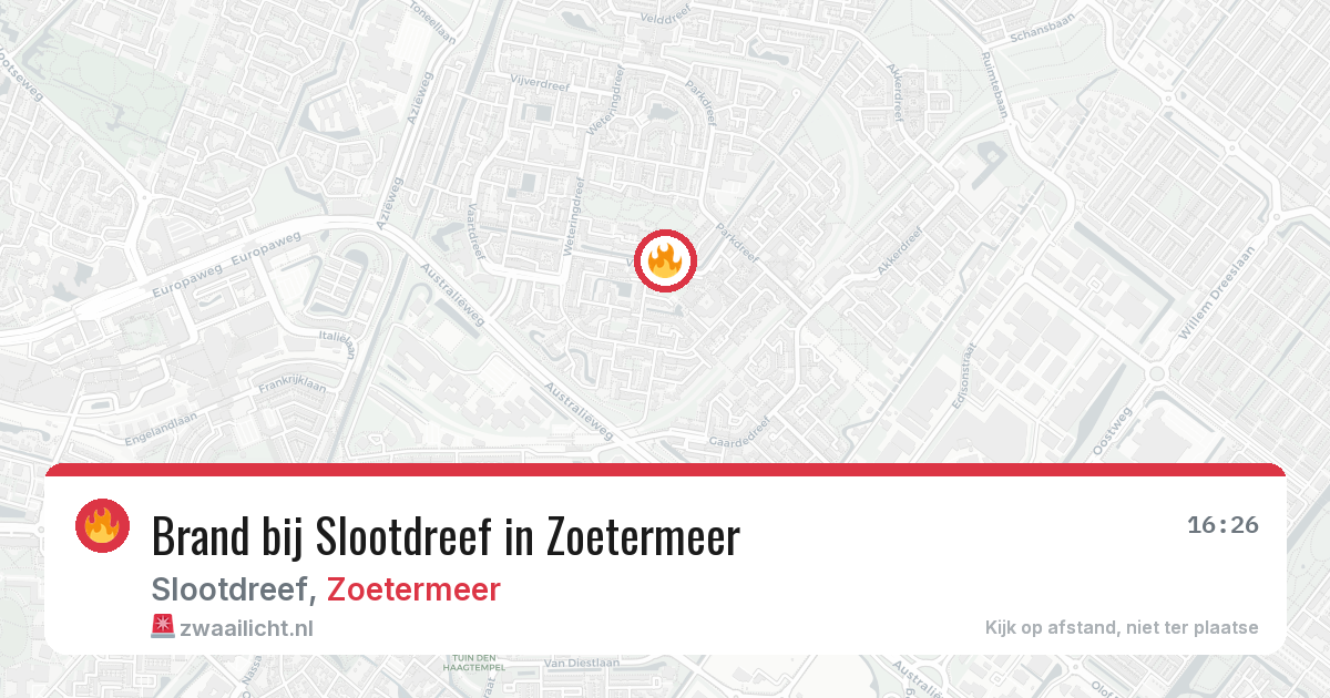 Brand bij Slootdreef in Zoetermeer — 8 mrt 2026