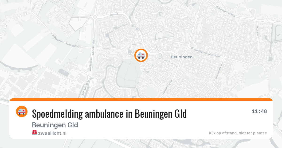 Spoedmelding ambulance in Beuningen Gld — 6 aug 2026