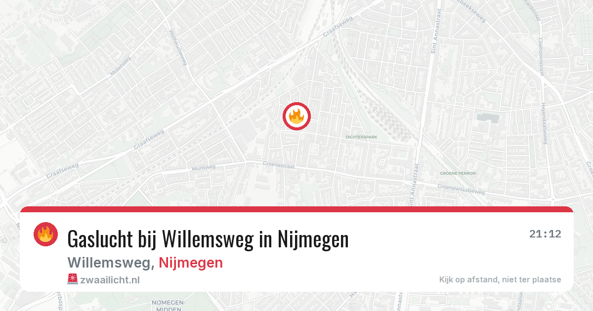 Gaslucht bij Willemsweg in Nijmegen — 1 aug 2026