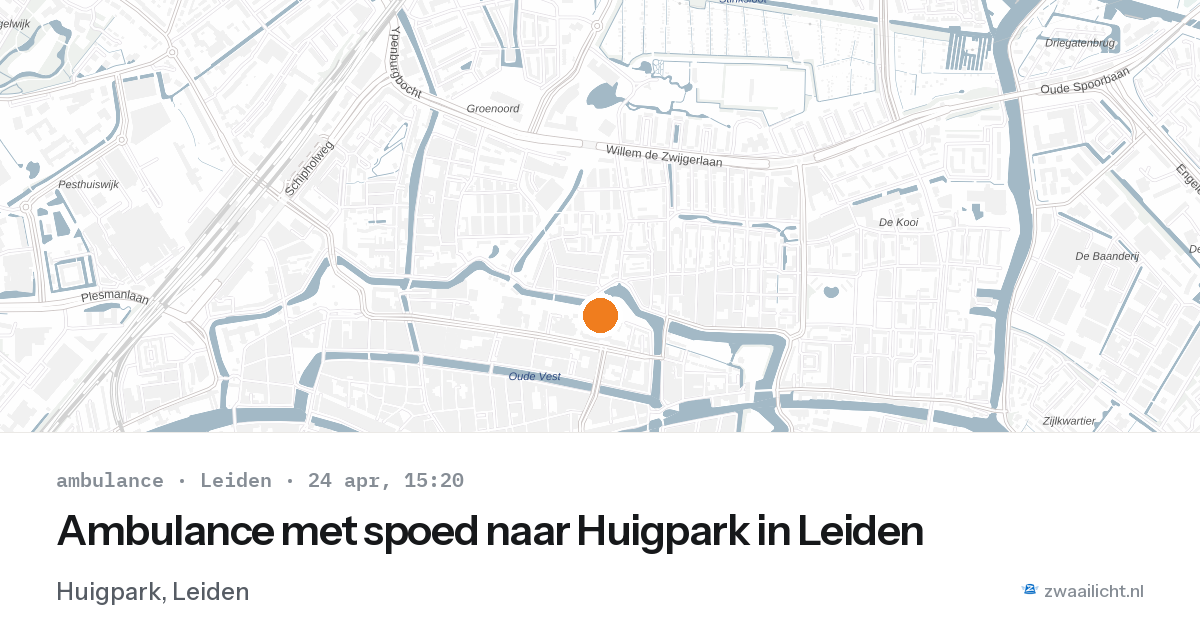 Ambulance met spoed naar Huigpark in Leiden — 24 apr 2026
