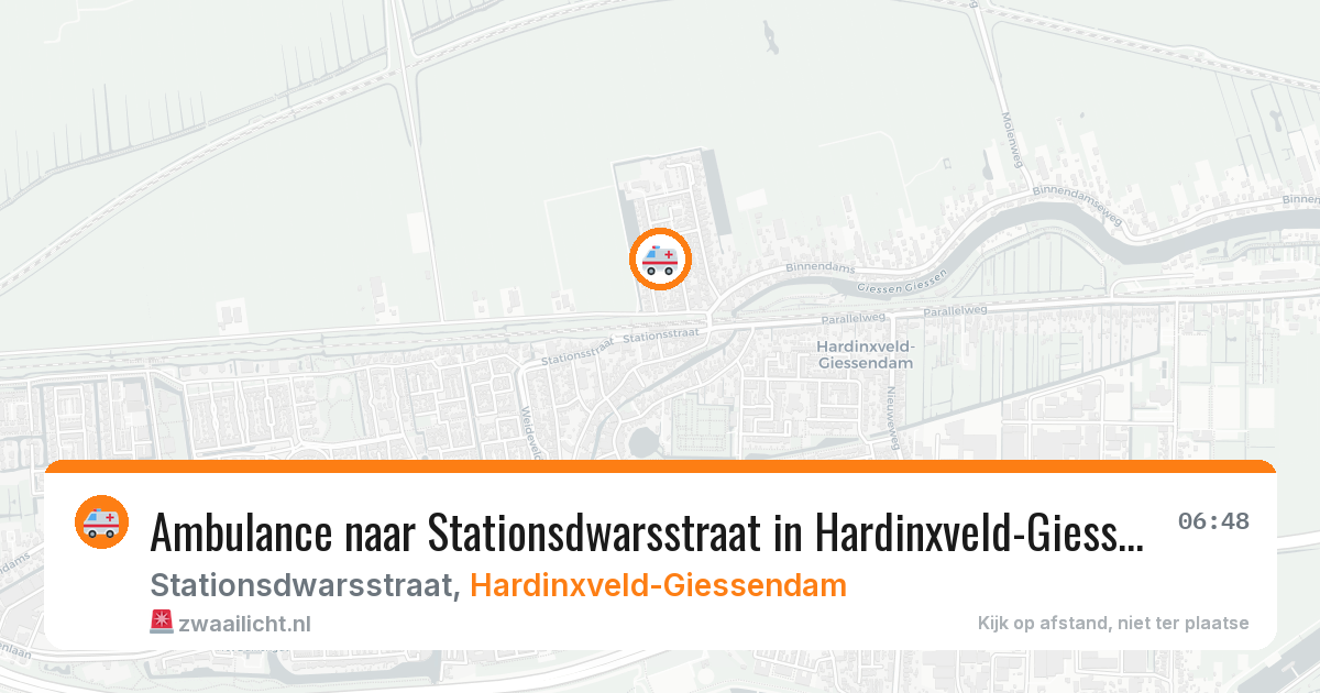 Ambulance naar Stationsdwarsstraat in Hardinxveld-Giessendam — 15 jun 2026