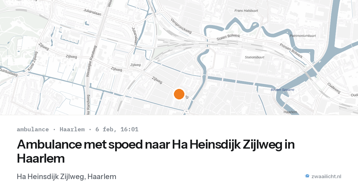 Ambulance met spoed naar Ha Heinsdijk Zijlweg in Haarlem — 6 feb 2026