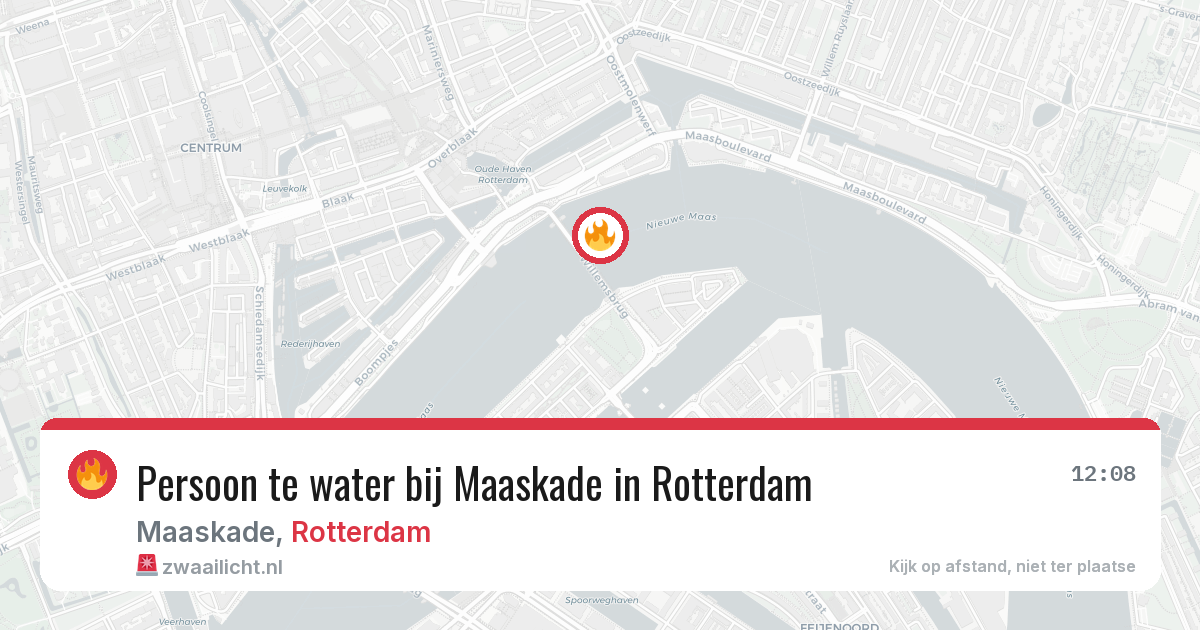 Persoon te water bij Maaskade in Rotterdam — 19 jun 2026