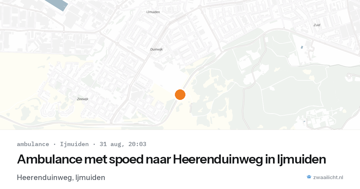 Ambulance met spoed naar Heerenduinweg in Ijmuiden — 31 aug 2026
