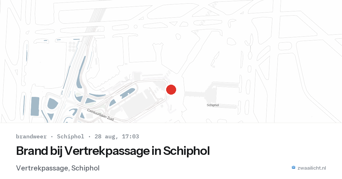 Brand bij Vertrekpassage in Schiphol — 28 aug 2026