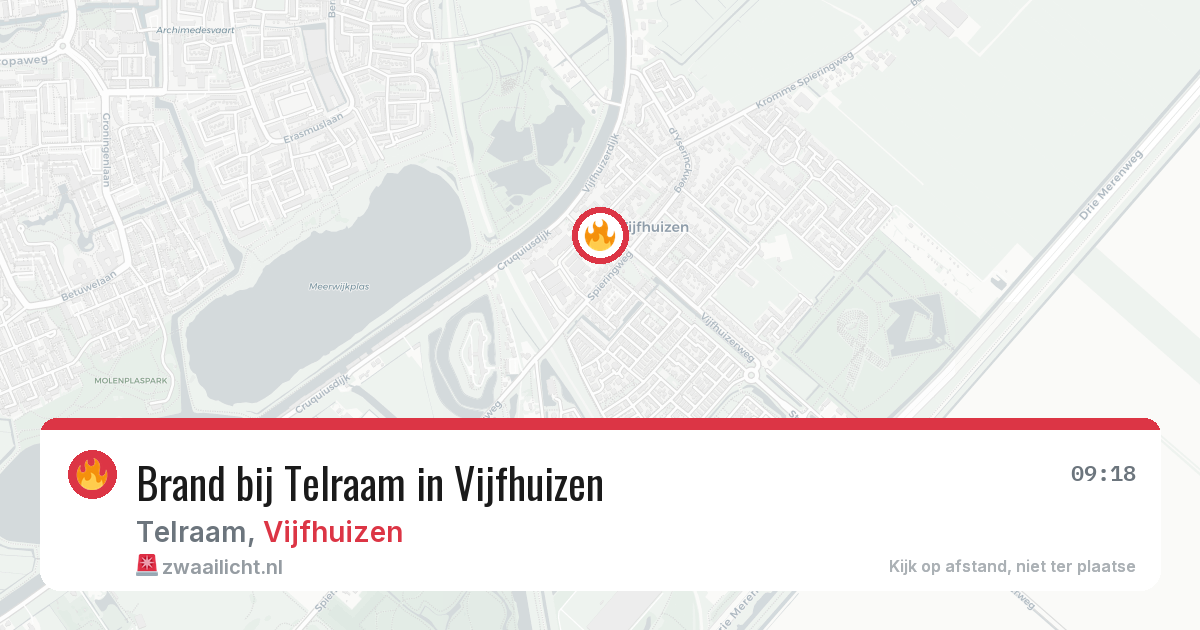 Brand bij Telraam in Vijfhuizen — 6 apr 2026