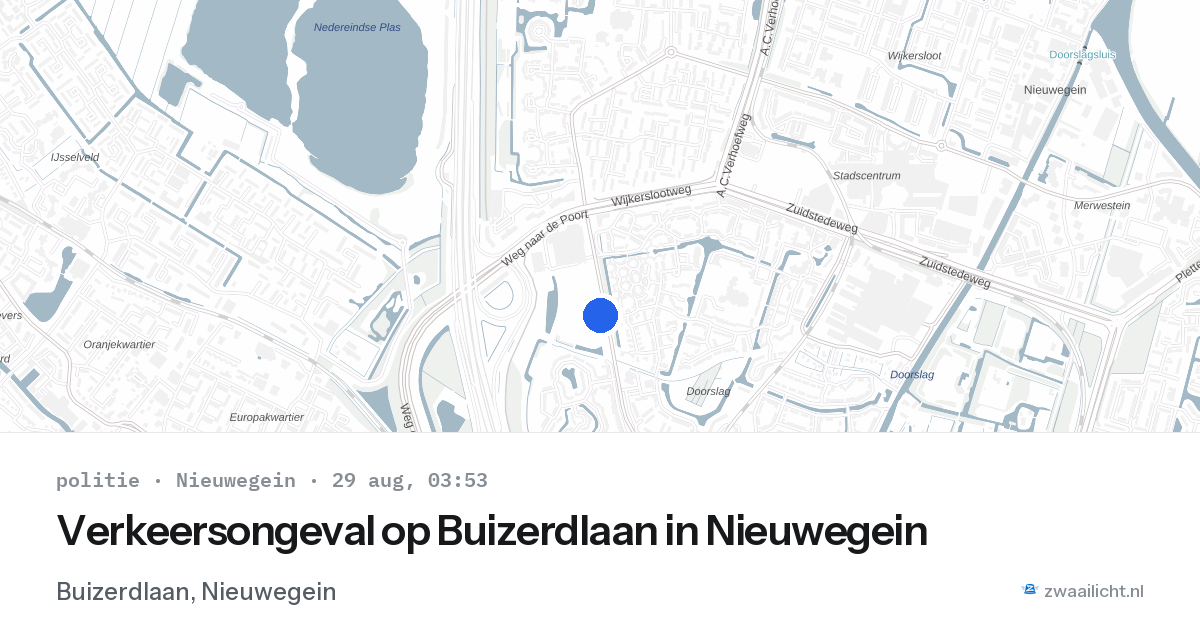 Verkeersongeval op Buizerdlaan in Nieuwegein — 29 aug 2026
