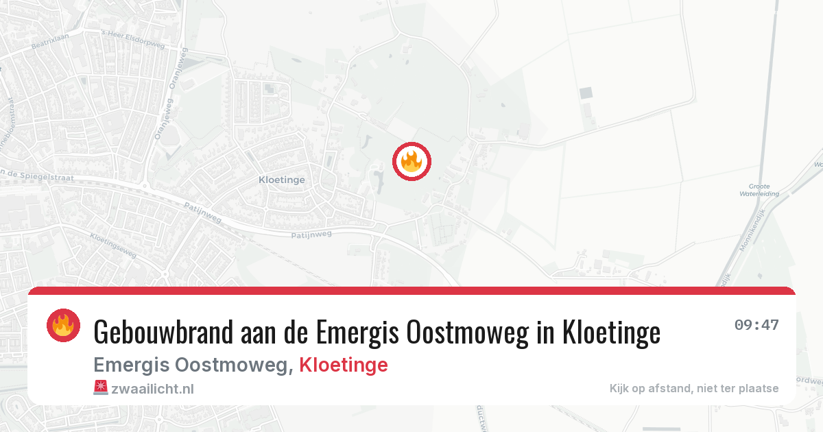 Gebouwbrand aan de Emergis Oostmoweg in Kloetinge — 16 apr 2026