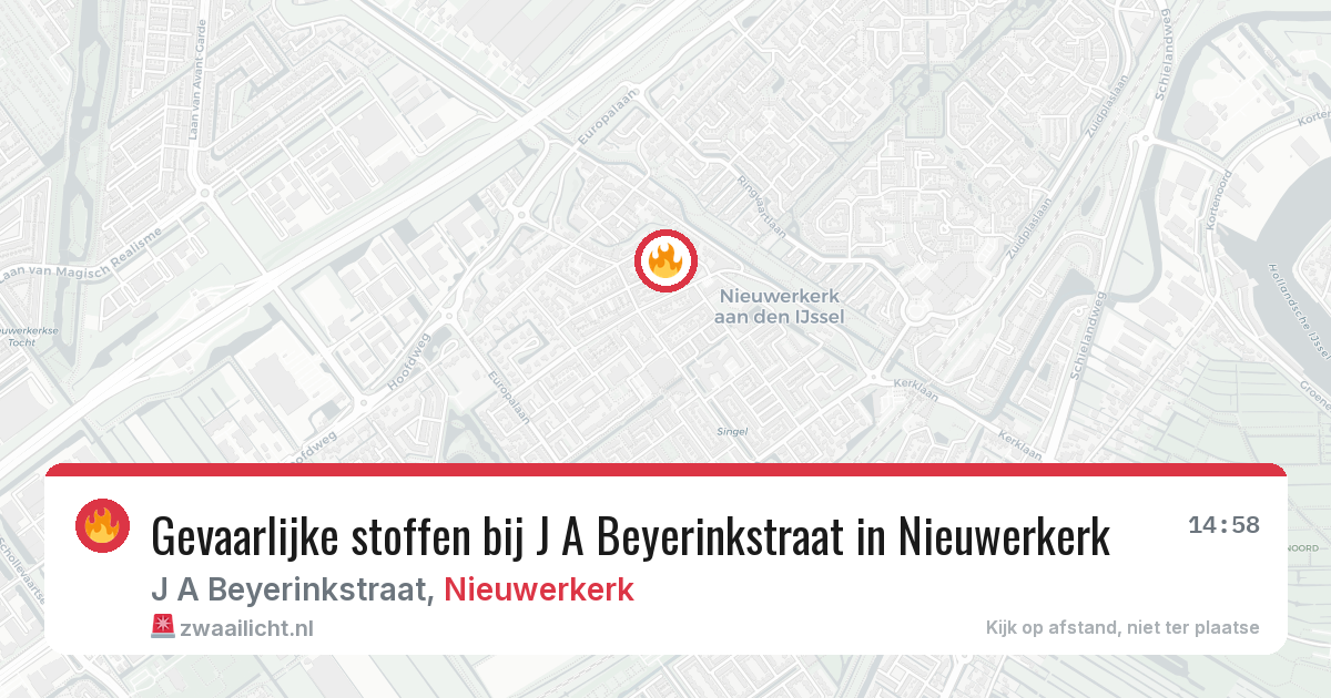 Gevaarlijke stoffen bij J A Beyerinkstraat in Nieuwerkerk — 18 jun 2026