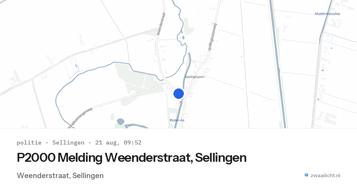 P2000 Melding Weenderstraat, Sellingen — 21 aug 2026