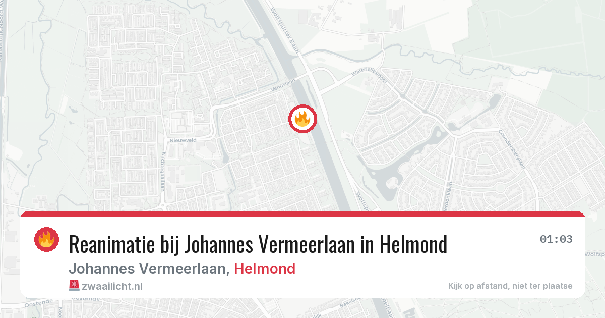 Reanimatie bij Johannes Vermeerlaan in Helmond — 8 aug 2026