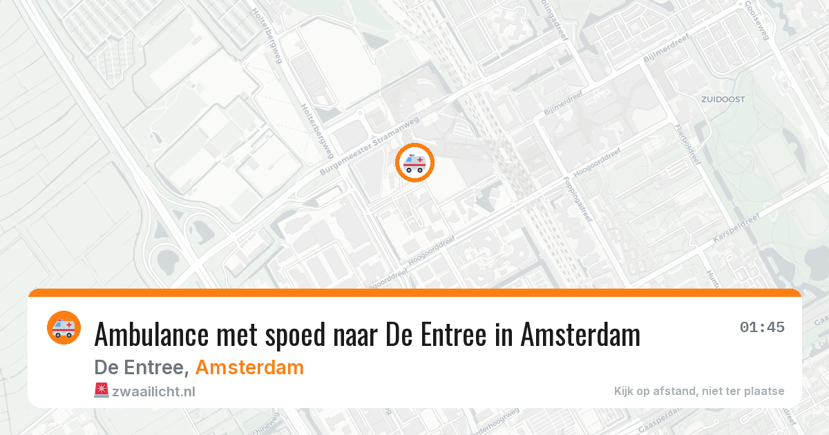 Ambulance met spoed naar De Entree in Amsterdam — 27 apr 2026