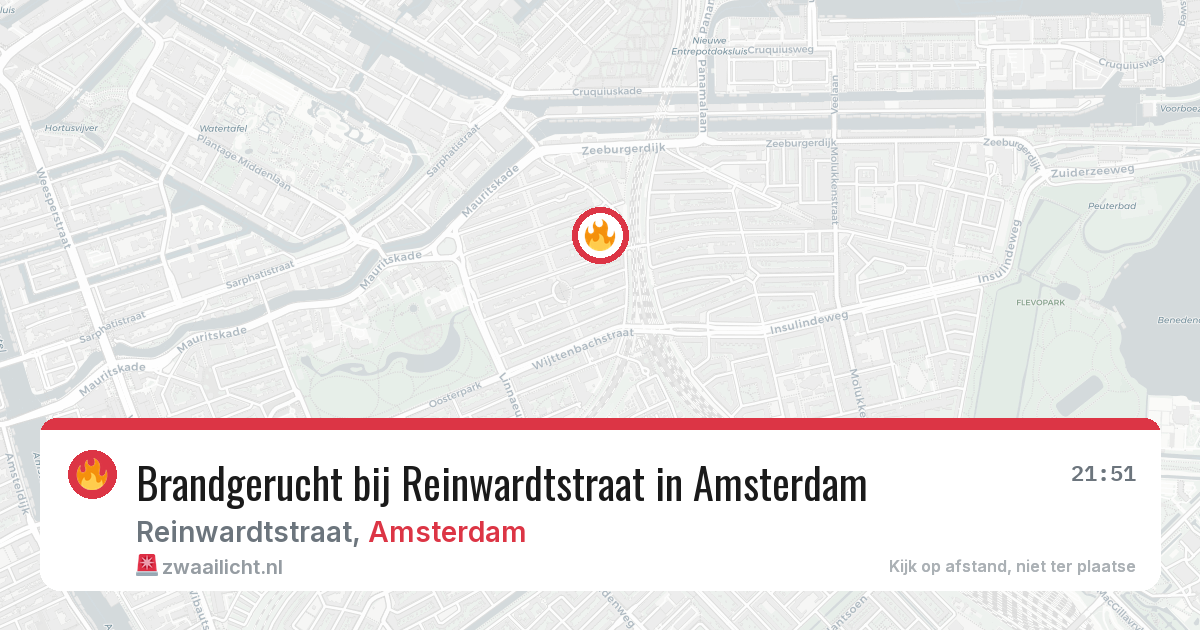 Brandgerucht bij Reinwardtstraat in Amsterdam — 9 aug 2026