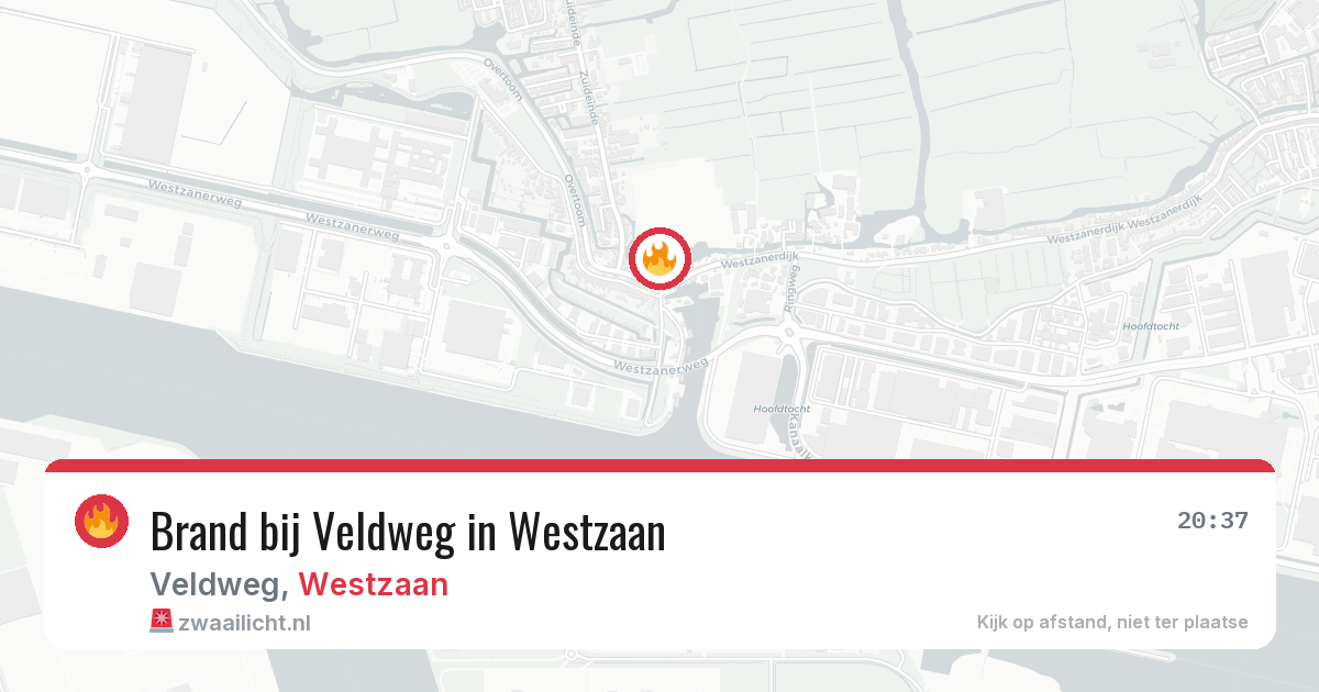 Brand bij Veldweg in Westzaan — 20 jul 2026