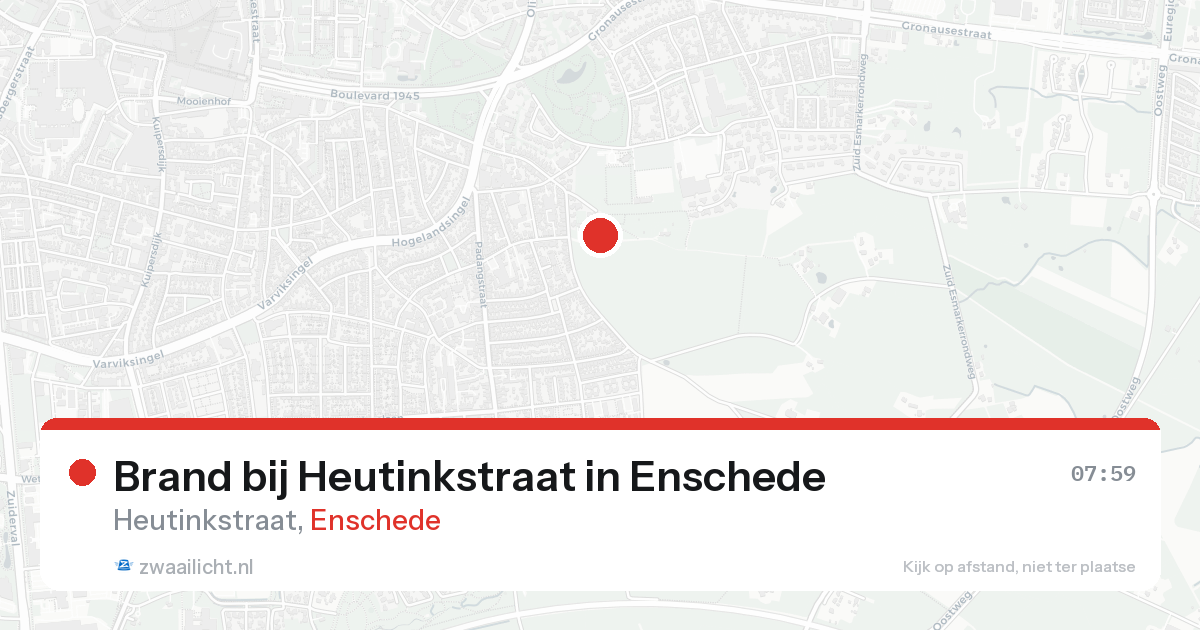 Brand bij Heutinkstraat in Enschede — 15 aug 2026