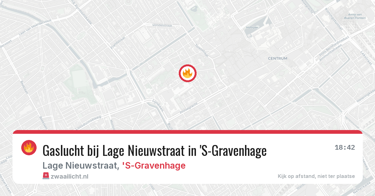 Gaslucht bij Lage Nieuwstraat in 'S-Gravenhage — 12 aug 2026
