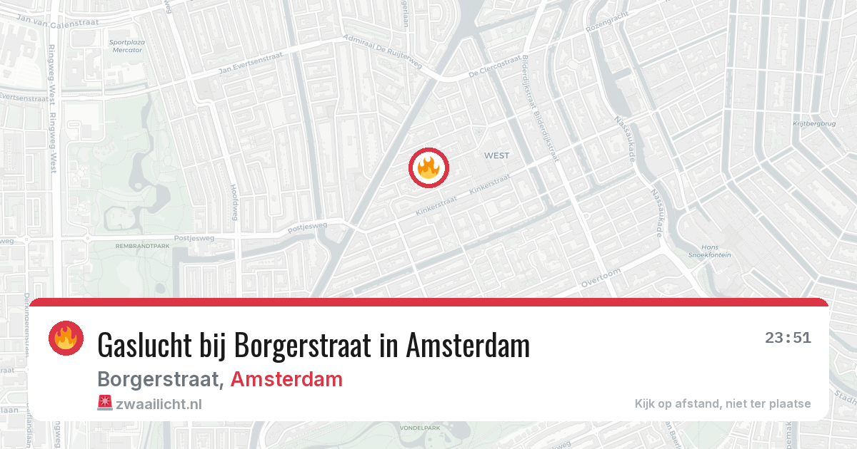 Gaslucht bij Borgerstraat in Amsterdam — 12 aug 2026