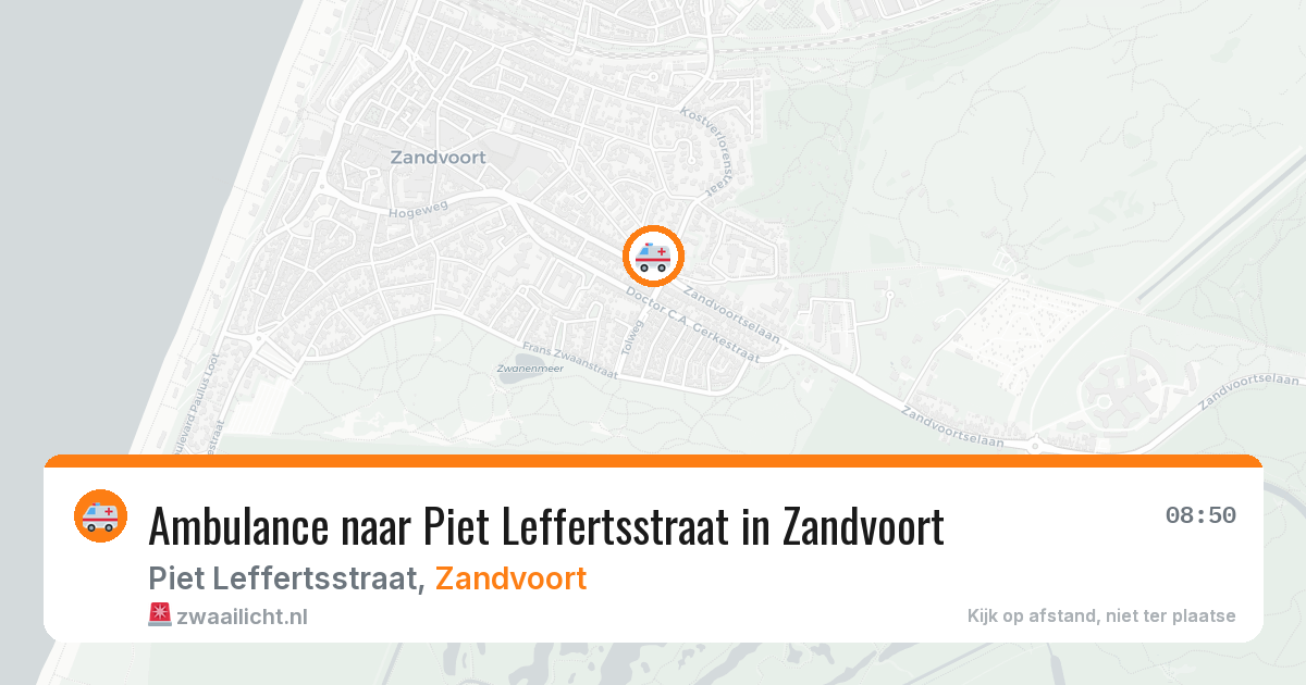 Ambulance naar Piet Leffertsstraat in Zandvoort — 9 jul 2026